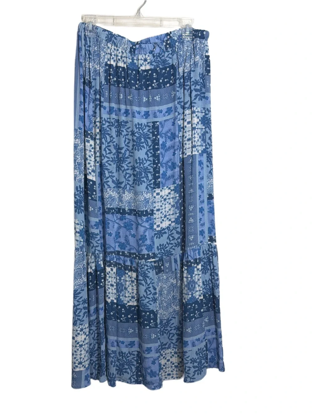 Frye Blue Patchwork Floral Maxi Skirt